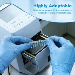 0.2ml-8-Strip PCR Tubes, Individual type with attached cap, flat-top Clear