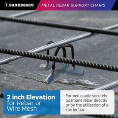 Sandbaggy 2″ Metal Rebar Support Chairs – Plastic Dipped Legs – Rebar #3 to #5