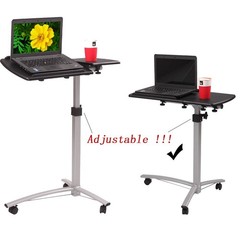 Leadzm Mobile Laptop Table Stand Tilting Overbed Desk Rolling Cart with Black