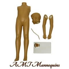 Hgt: 51.5′ Fullbody realistic looking boy skintone mannequin +metal base – GS1