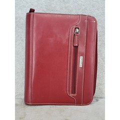 Franklin Covey Red Leather Classic 7 Ring Zip Around Day Planner Binder