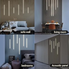 HAMRVL Wood Slat Wall Panels LED Recessed Lighting – 6pcs DC12V Adhesive Acou…