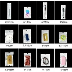 Retail White / Clear Plastic Zippered Plastic Bags with Hang Hole Pouches