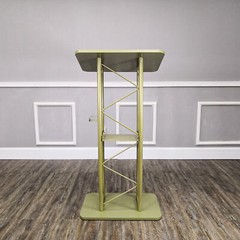 Light Green Hue Gold Color Curved Podium Church Podium Truss Metal Wood Pulpit