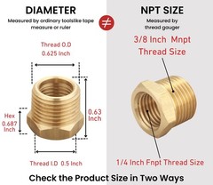 Brass Bushing Nipple Reducing Nipple Reducer Adapter 1/4 Inch NPT x 3/8 Inch …