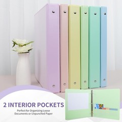 1″ 3-Ring Binder, 1-inch Pastel Color Binders with 2 Inside Pockets, Clear Vi…