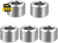 5 PCS 3/8″ NPT Male Pipe Plug Stainless Steel Pipe Plug Fitting Set Hex Counter