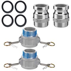 2 Pack Aluminum Camlock Fittings Type B & Type F Cam and Groove Hose Fittings A+