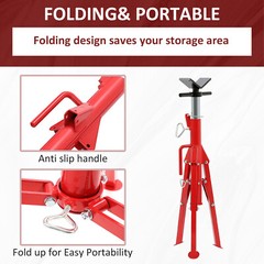 2500Lb Steel V-Head Pipe Stand Folding Tripod Pipe Jack Stand Height Pipe