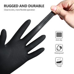 Black Reusable Latex Gloves for Salon Hair Color Dye and Daily Use Medium Size