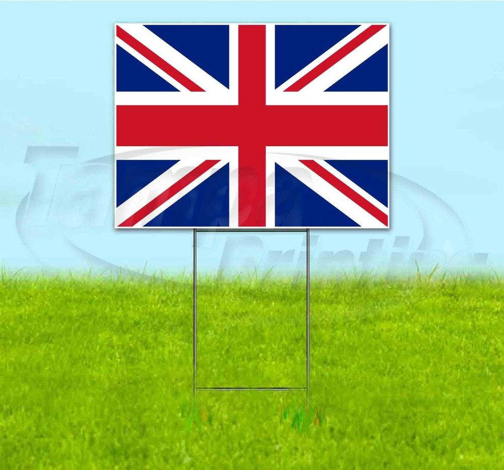 UNITED KINGDOM 18×24 Yard Sign WITH STAKE Corrugated Bandit USA BUSINESS FLAG