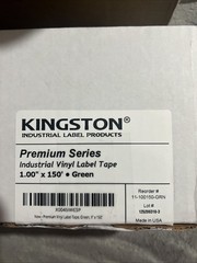 Kingston Premium Vinyl Label Tape, Green, 1″ x 150