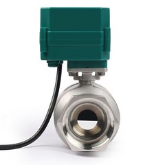 U. S. Solid Motorized Ball Valve w/ US Plug 2in SS AC 110V NC Green Casing