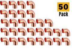 (50-Pcs) EZ-Fluid 1/2″ Copper 90 Elbow C X C Solder Plumbing Fittings Lead Free