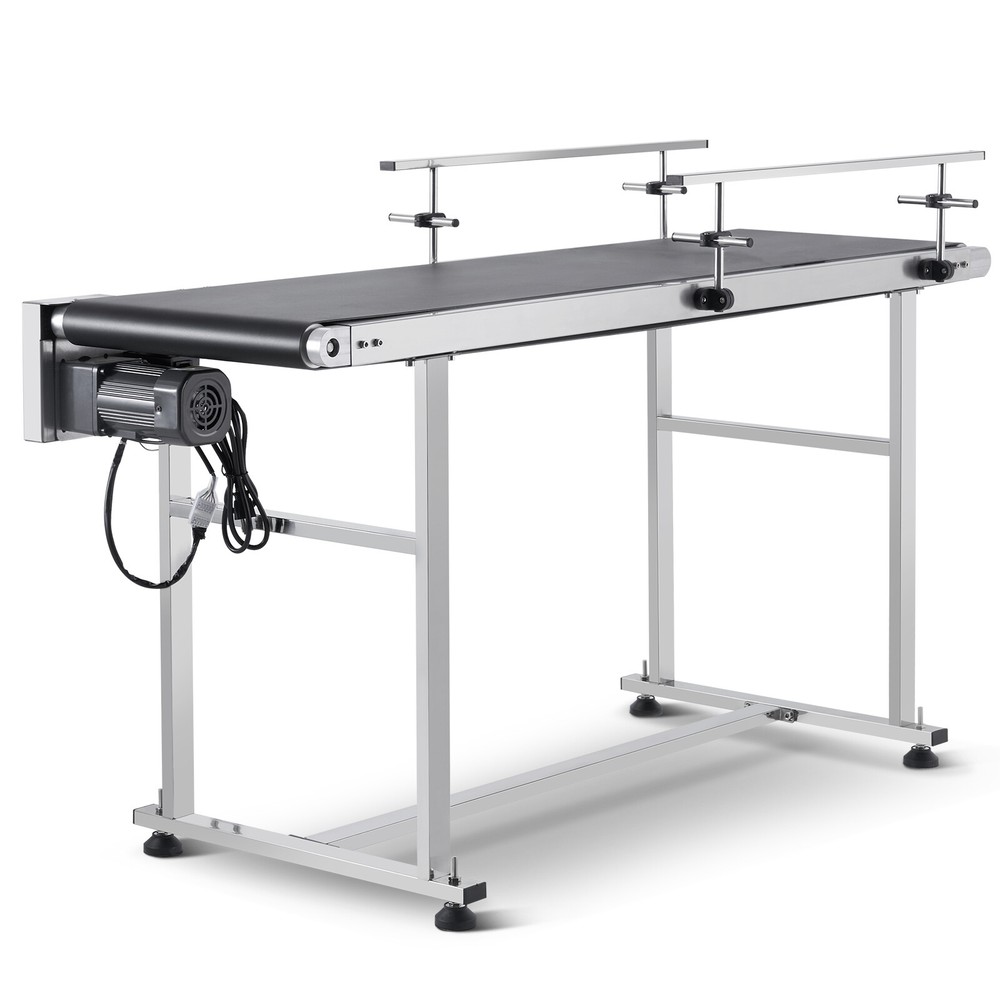 VEVOR Belt Conveyor PVC Stainless Steel Belt Conveyor 59″x15.7″ Double Guardrail