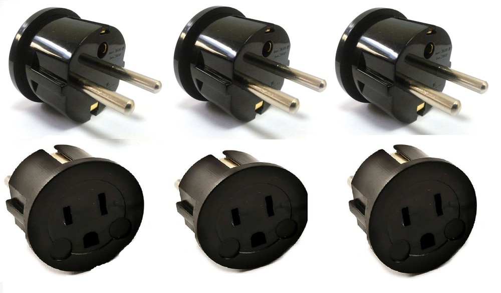 USA to Europe Germany, France Plug Adapter – 6 Pack – Type E/F Schuko Grounde…