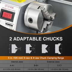 CREWORKS 8×16″ Mini Metal Lathe Brushless 1100W 2250rpm 2-Chucks Tool Bundle
