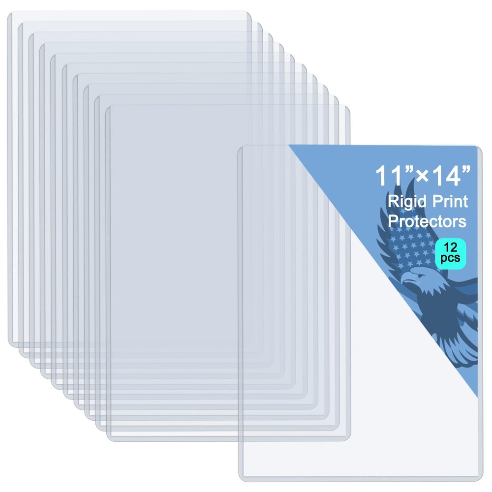 12 Pack 11×14 In Artwork Protectors Rigid Print Clear Waterproof Hard Plastic
