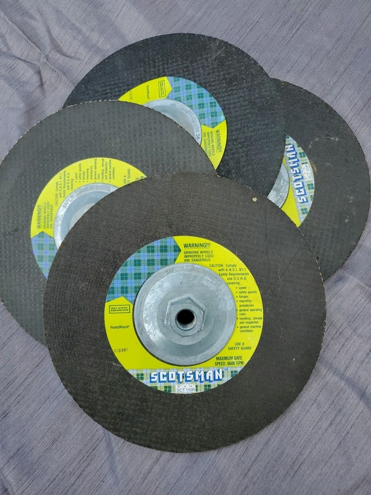 4 SCOTSMAN Metal Grinding Cutting Disc Abrasive Wheel Set USA 9″X1/4″ NOS Lot