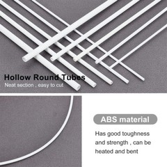 White ABS Round Hollow Tube 2mm-8mm Styrene Plastic Pipe DIY Model Crafts 250mm