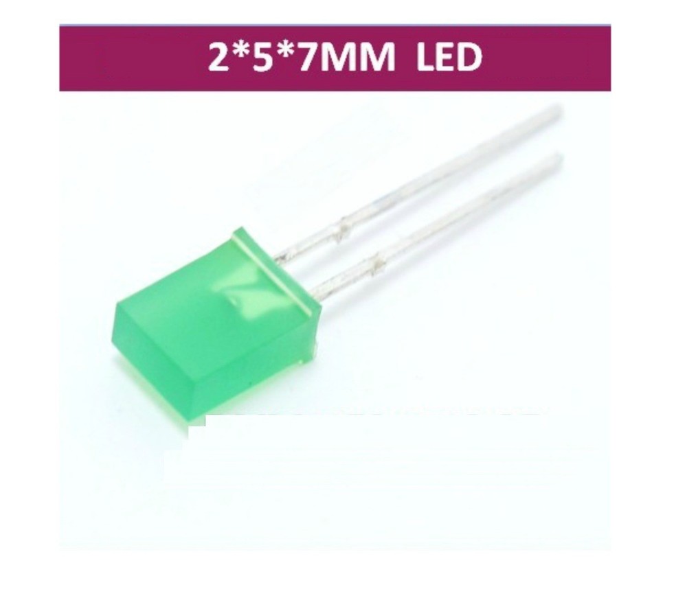 50pcs 2x5x7mm Rectangle Green Green LED Light Emitting Diode