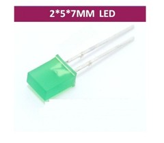 50pcs 2x5x7mm Rectangle Green Green LED Light Emitting Diode