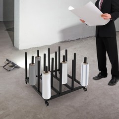 Mobile Blueprint Storage Stand With 16 Rolls Capacity Vinyl Roll Organizer