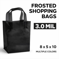 3.0 Mil Frosted Plastic Shopping Bags 8x5x10 Boutique Retail Gift Bags Colors