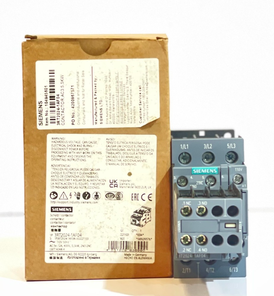 SIEMENS SIRIUS 3RT2024-1AF04 POWER CONTACTOR 110V AC 12A