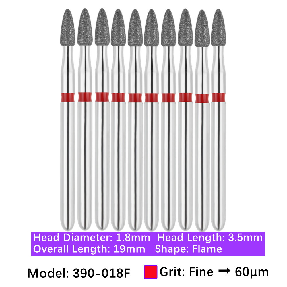 10/pk Vakker Dental Flame Diamond Burs FG Polishing Burs for High Speed 860 863