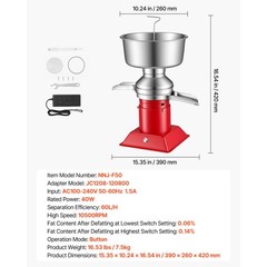 Uimoso Electric Milk Cream Separator with 60L/H Processing Capacity