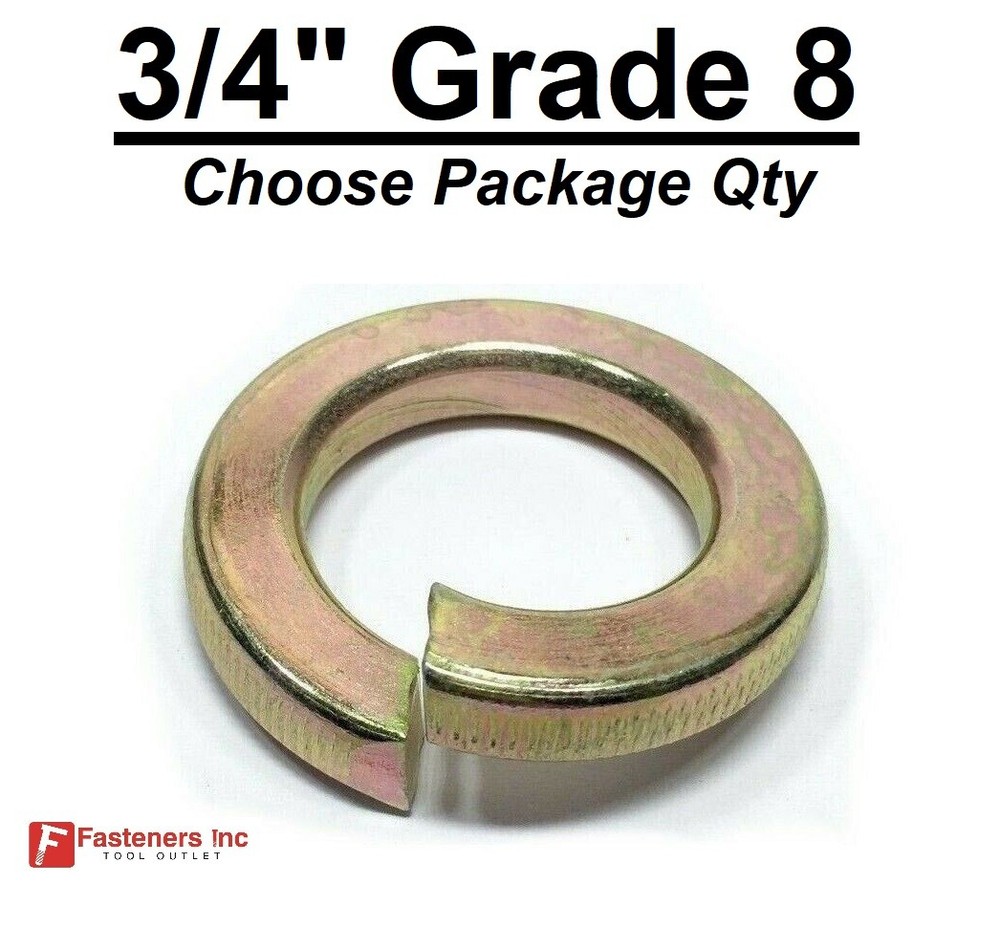 3/4″ Grade 8 Hardened Yellow Zinc Plated Steel Split Lock Washers