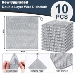 10 Pack Steel Wire Dishwashing Rags Double Layer Kitchen Cleaning Scrubbers