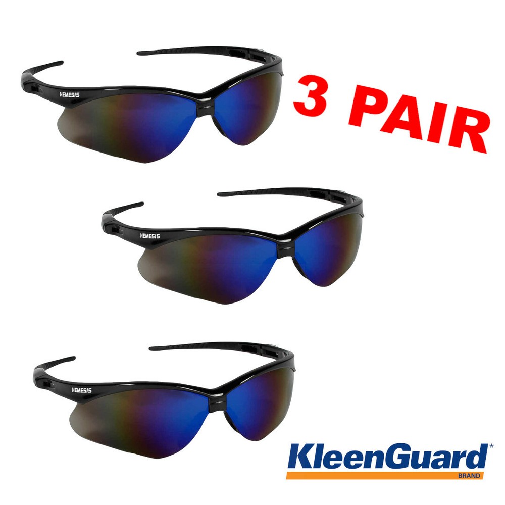 Jackson Safety Kleenguard 14481 Nemesis Blue Mirror Safety Glasses (3 PAIR)