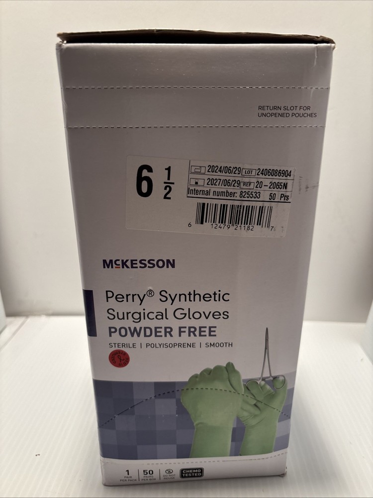 McKesson Perry Synthetic Surgical Glove/green/ SIZE 6.5/50/box Polyisopren3