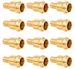 12 Pack 1/2″ Press Propress X 1/2″ PEX Adapter Crimp Fittings Brass Coupling Con