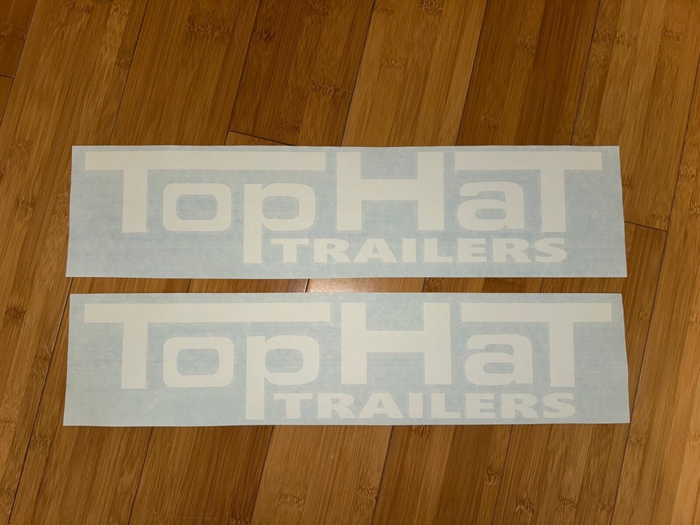 Tophat Top HAT Trailers Replacement Decals Stickers White (Set 2) 18″-36″
