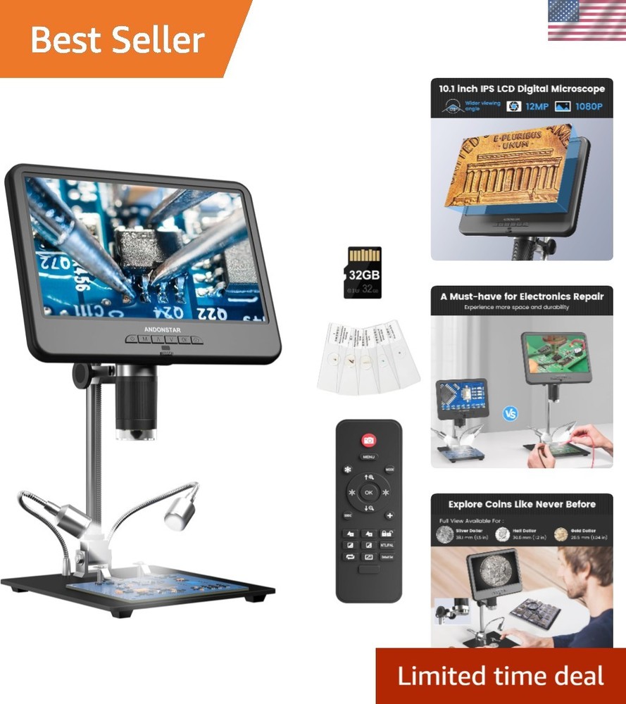Ultimate 10.1″ LCD Digital Microscope for Coin Collecting & Electronics Repair