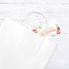 Pink Floral Thank You for Your 2″ x 3.5″, White, Pink, Yellow, Green, Red