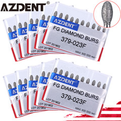 10 Box AZDENT Dental Diamond FG Burs Football 379-023F FINE RED Friction Grip