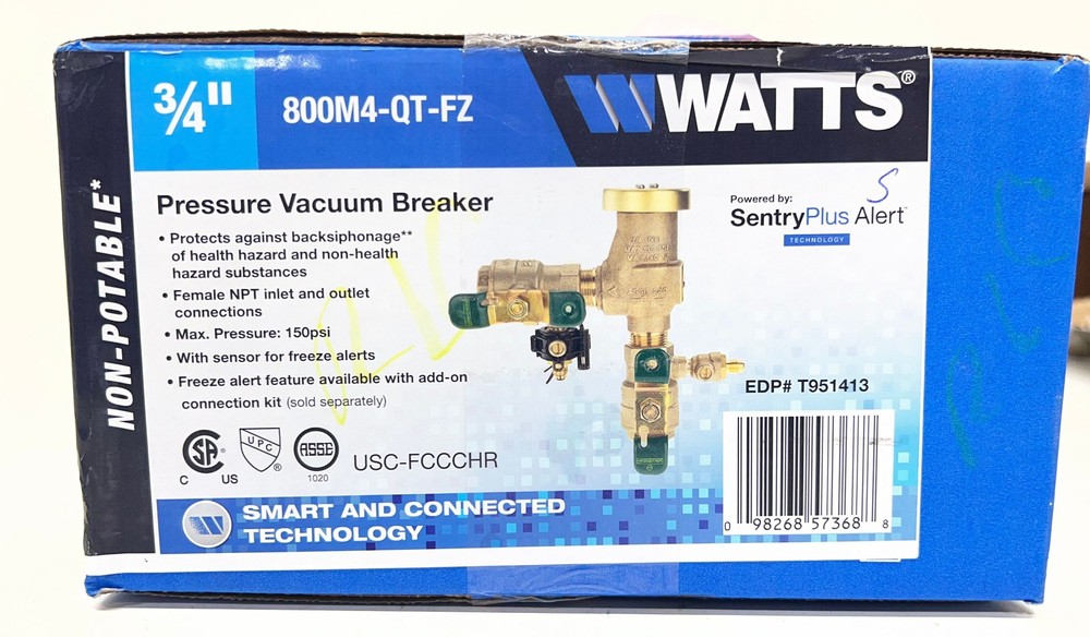 Watts 3/4 in. Bronze Anti-Siphon Pressure Vacuum Breaker Quarter Turn Shutoff
