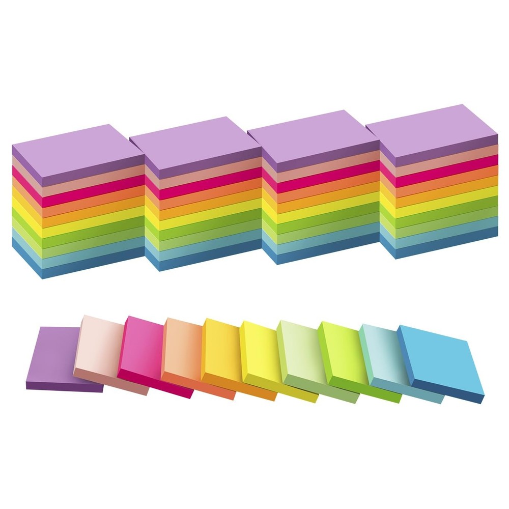 (50 Pads) Sticky Notes 1.5×2, 10 Colors Self Sticky Notes, Sticky Pads, Recyc…