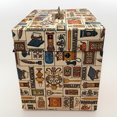 Retro 70s Ballonoff Metal Tin Home Porta File Box w/ Key 12-1/2 x 10 x 6–1/2 Vtg