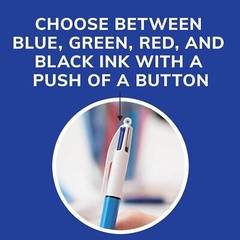 BIC 4-Color Original Retractable Ballpoint Pen with 1.0 mm Medium Point, 3-Count
