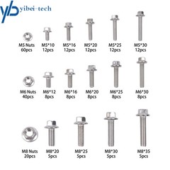 M5 M6 M8 Flanged Bolts and Nuts Kit 240 Pack 304 Stainless Metric Assortment