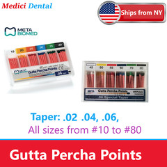 Dental Meta GUTTA PERCHA Taper .04 & .06 All Sizes #15 Through #80, 60/pk USA