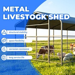 13x20ft Galvanized Heavy-Duty Livestock Shelter Metal Barn for Cattle Horse Goat