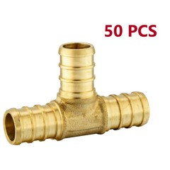 50 PIECES 3/4″ X 3/4″ X 3/4″ PEX TEE – BRASS CRIMP FITTINGS (LEAD-FREE)