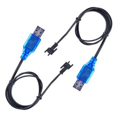 SAMLOO 2 Pack 3.7V Lipo Battery USB Charger Cable SM-2P Port Cable for 3.7V RC B