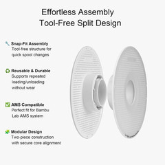Original Reusable Split Spool for Bambu Lab AMS – Gray-White or Transparent, Com